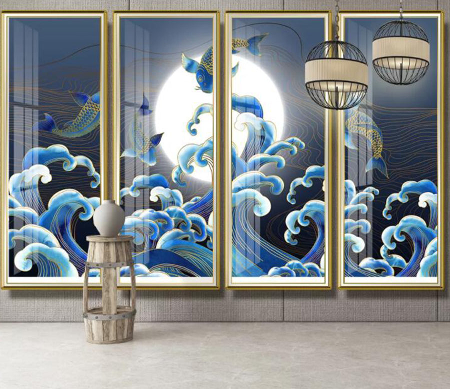 3D Goldfish Surf WC2226 Wall Murals