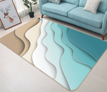 3D Blue Wavy Sea 45 Non Slip Rug Mat Mat AJ Creativity Home 