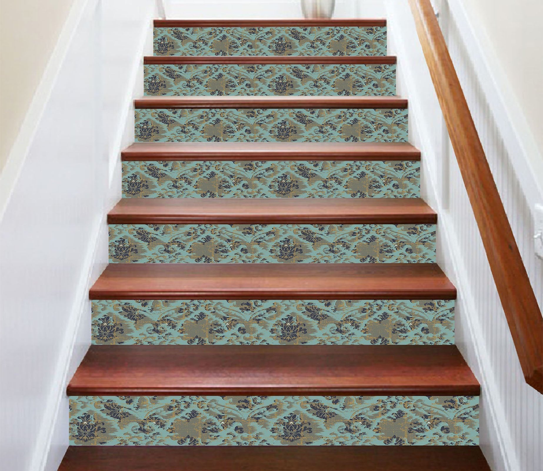 3D Court Retro Flower 998 Marble Tile Texture Stair Risers Wallpaper AJ Wallpaper 