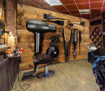 3D Hair Dryer Comb Splint 115131 Barber Shop Wall Murals