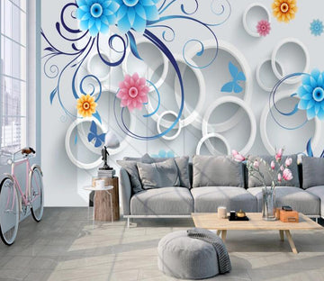 3D Flowers Round 503 Wall Murals