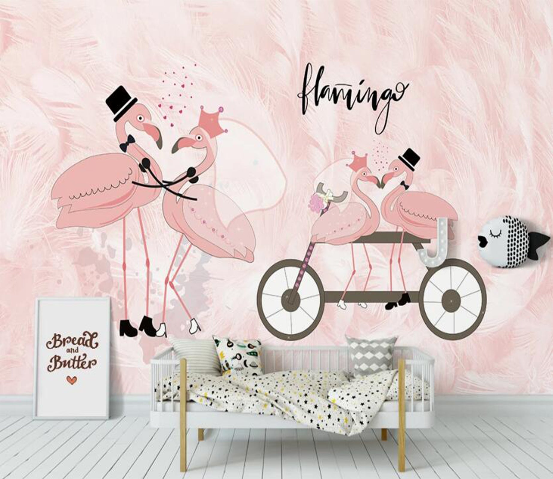 3D Two Pairs Of Pale Pink Flamingos 2429 Wall Murals