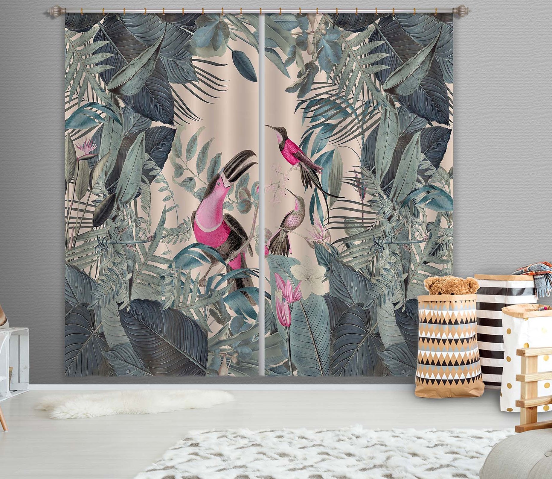 3D Bird Feeding 048 Andrea haase Curtain Curtains Drapes Wallpaper AJ Wallpaper 