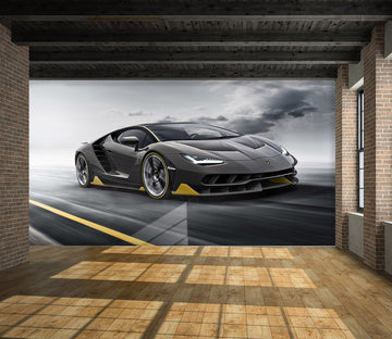 3D Black Sports Car 259 Vehicle Wall Murals
