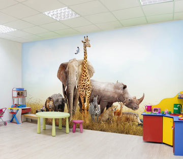 3D Elephant Giraffe 57166 Wall Murals