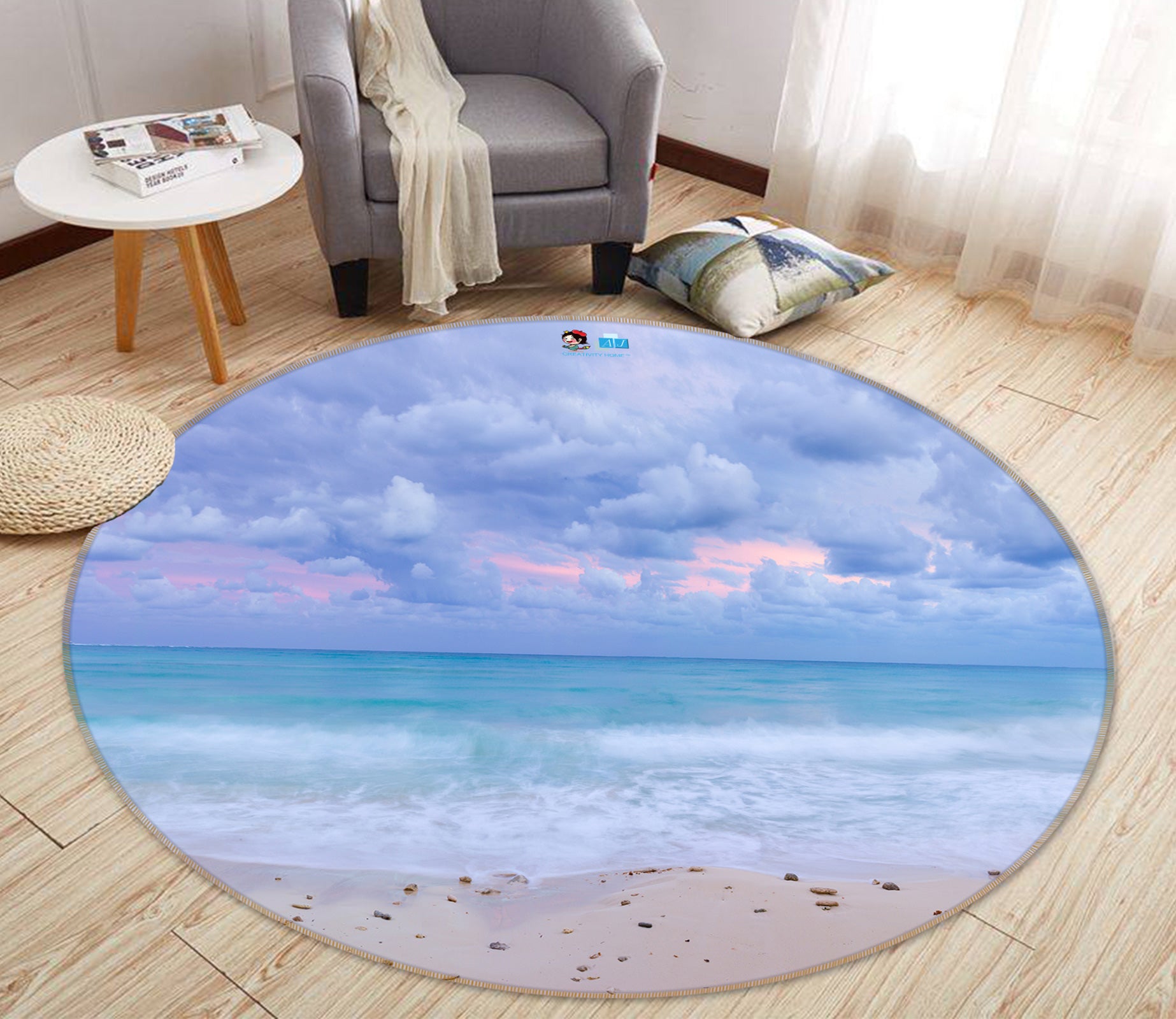 3D Ocean Cloud 7533 Assaf Frank Rug Round Non Slip Rug Mat