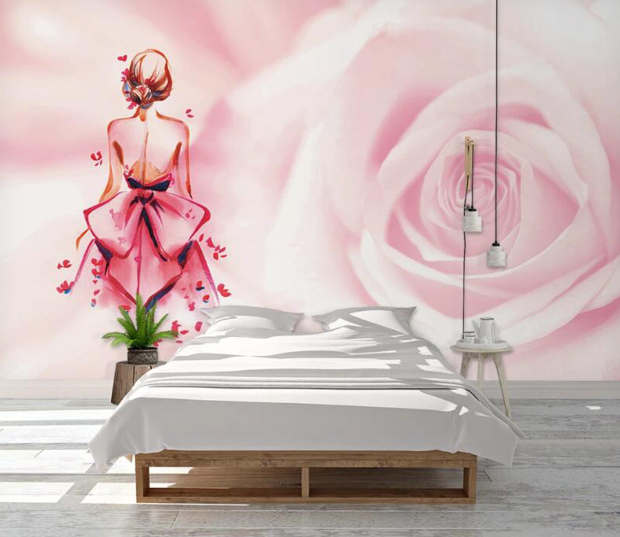 3D Rose Woman 1121 Wall Murals