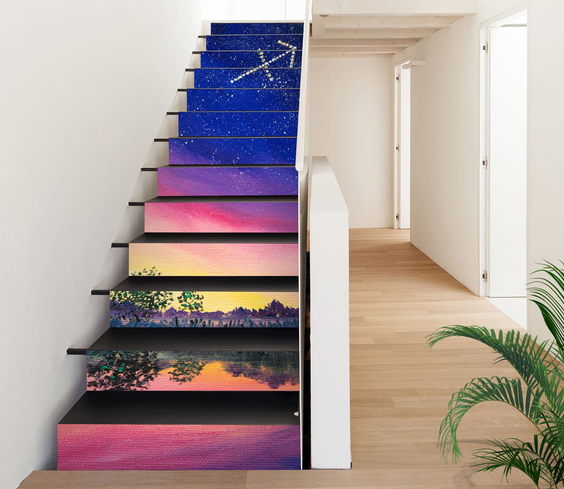 3D Color Sky Lake Shadow 8819 Marina Zotova Stair Risers