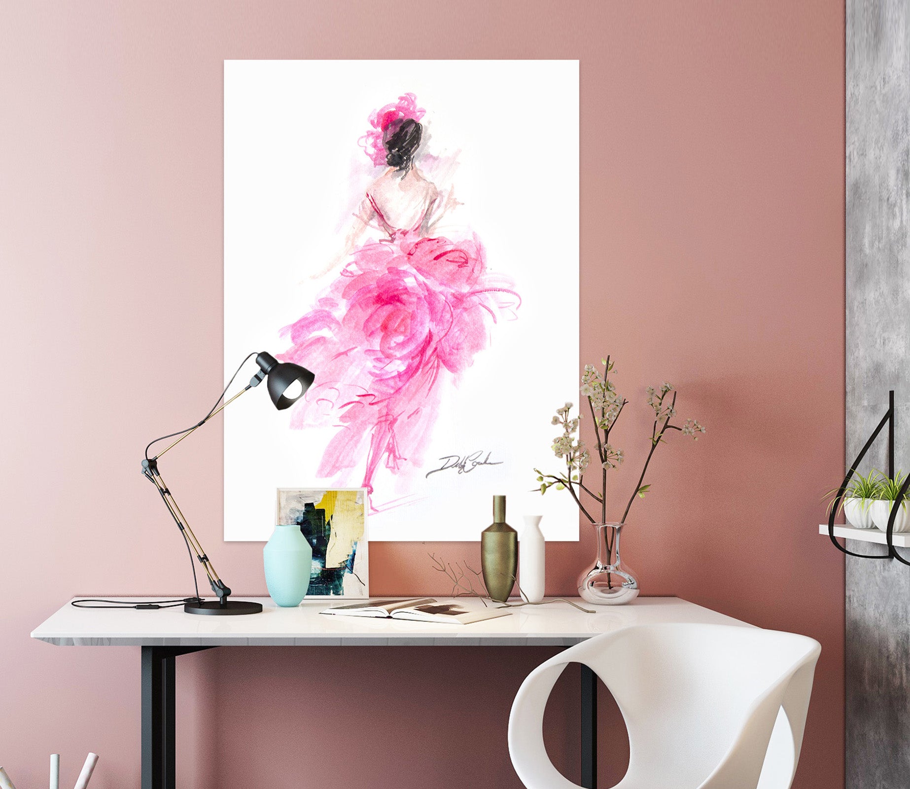 3D Women Pink Skirt 0127 Debi Coules Wall Sticker