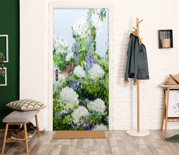 3D White Flowers Painting 93208 Allan P. Friedlander Door Mural
