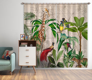 3D Palm Tree Map 085 Andrea haase Curtain Curtains Drapes