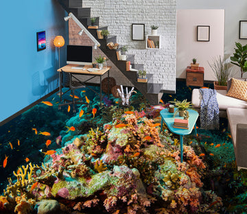 3D Deep Green Sea 053 Floor Mural  Wallpaper Murals Rug & Mat Print Epoxy waterproof bath floor