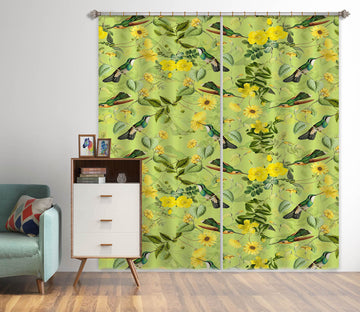 3D Golden Flowers 145 Uta Naumann Curtain Curtains Drapes