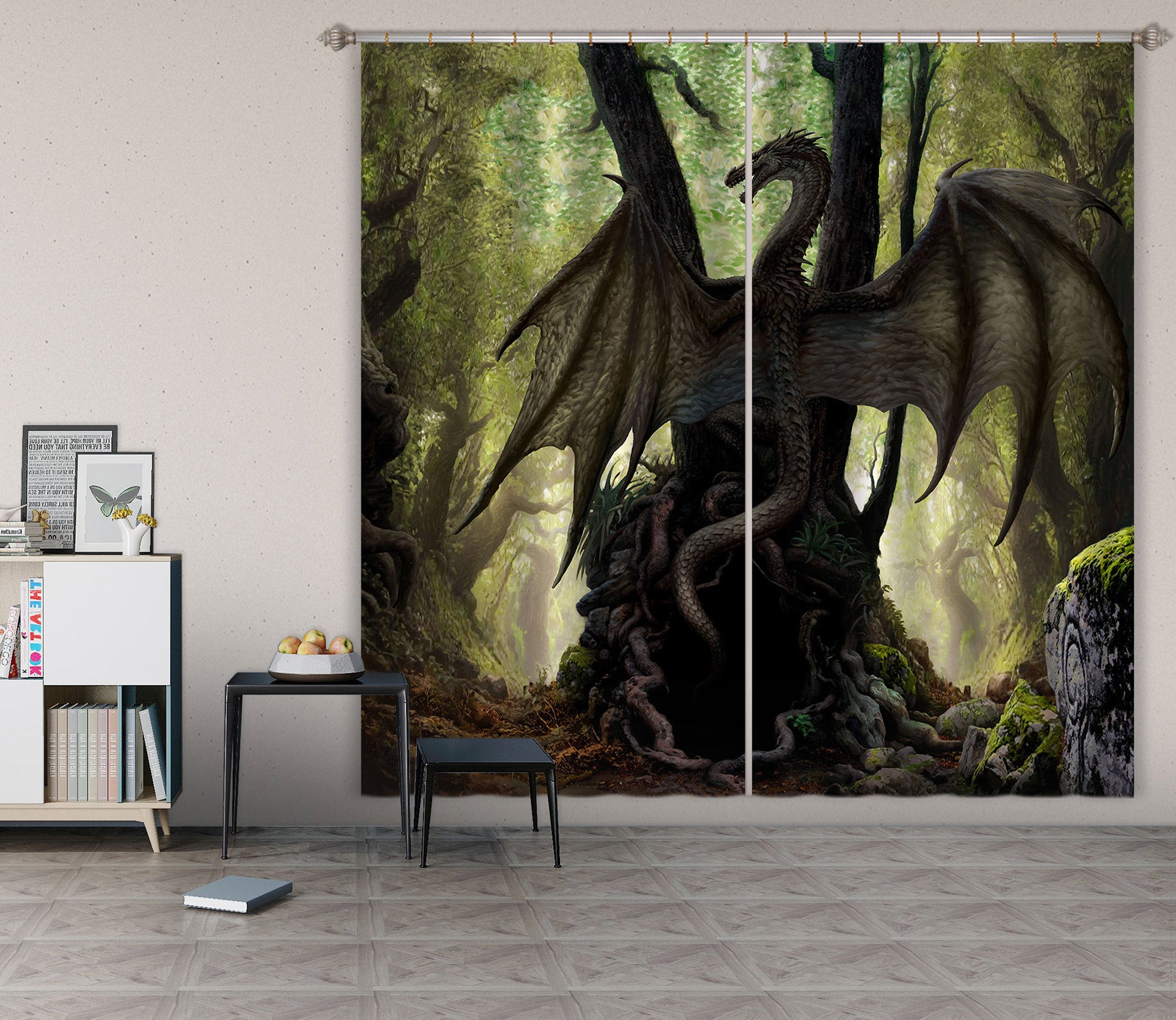 3D Trees Dragon Shadow 8016 Ciruelo Curtain Curtains Drapes