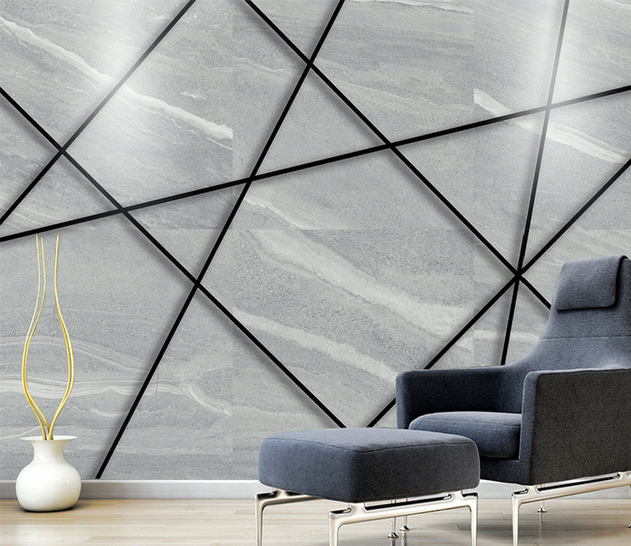 3D Black Lines WG160 Wall Murals