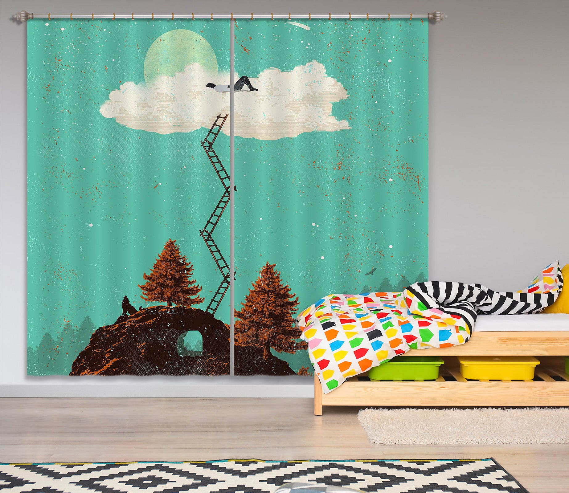 3D Sleeping In The Cloud 041 Showdeer Curtain Curtains Drapes