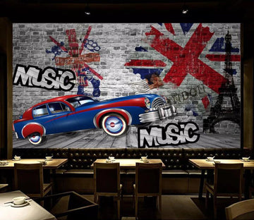 3D Blue Sports Car WC54 Wall Murals Wallpaper AJ Wallpaper 2 