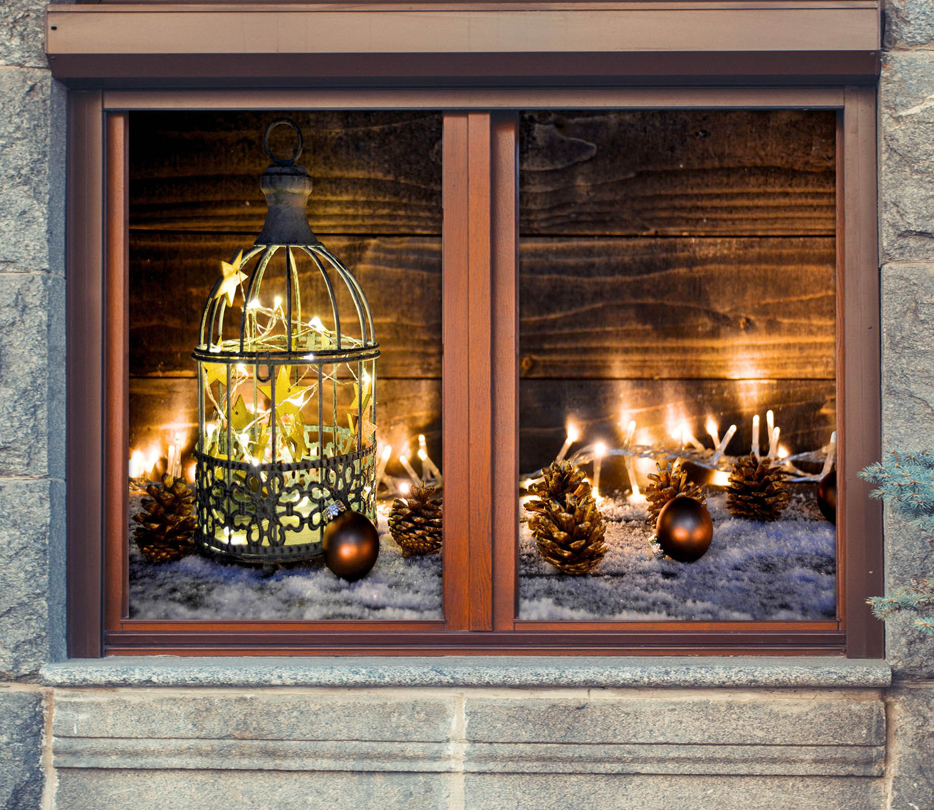 3D String Lights 30082 Christmas Window Film Print Sticker Cling Stained Glass Xmas