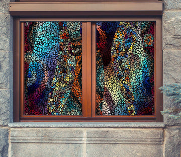 3D Colored Debris 351 Window Film Print Sticker Cling Stained Glass UV Block