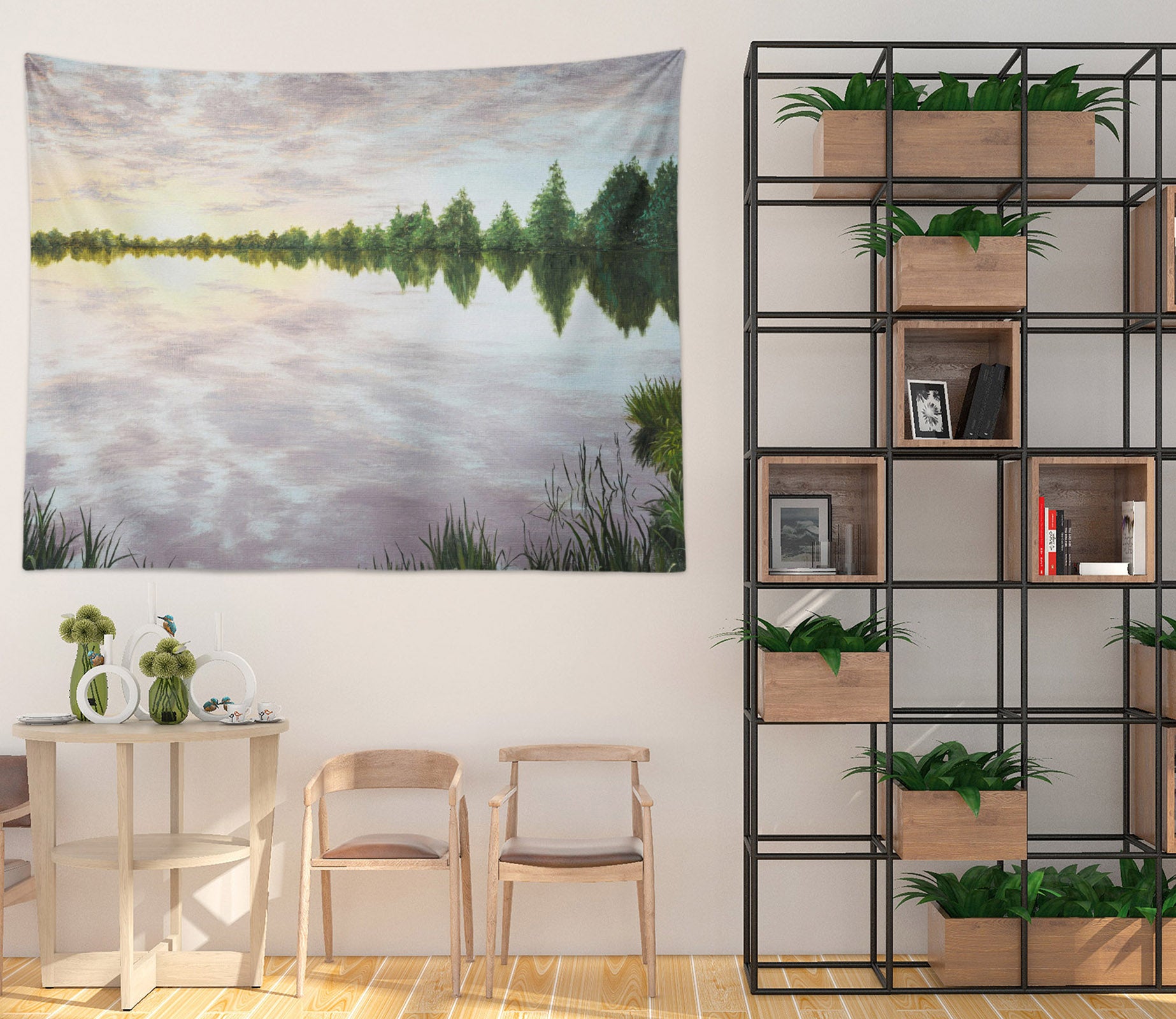 3D Quiet Lake Trees 869 Marina Zotova Tapestry Hanging Cloth Hang