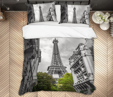 3D Grey Eiffel Tower 8613 Assaf Frank Bedding Bed Pillowcases Quilt
