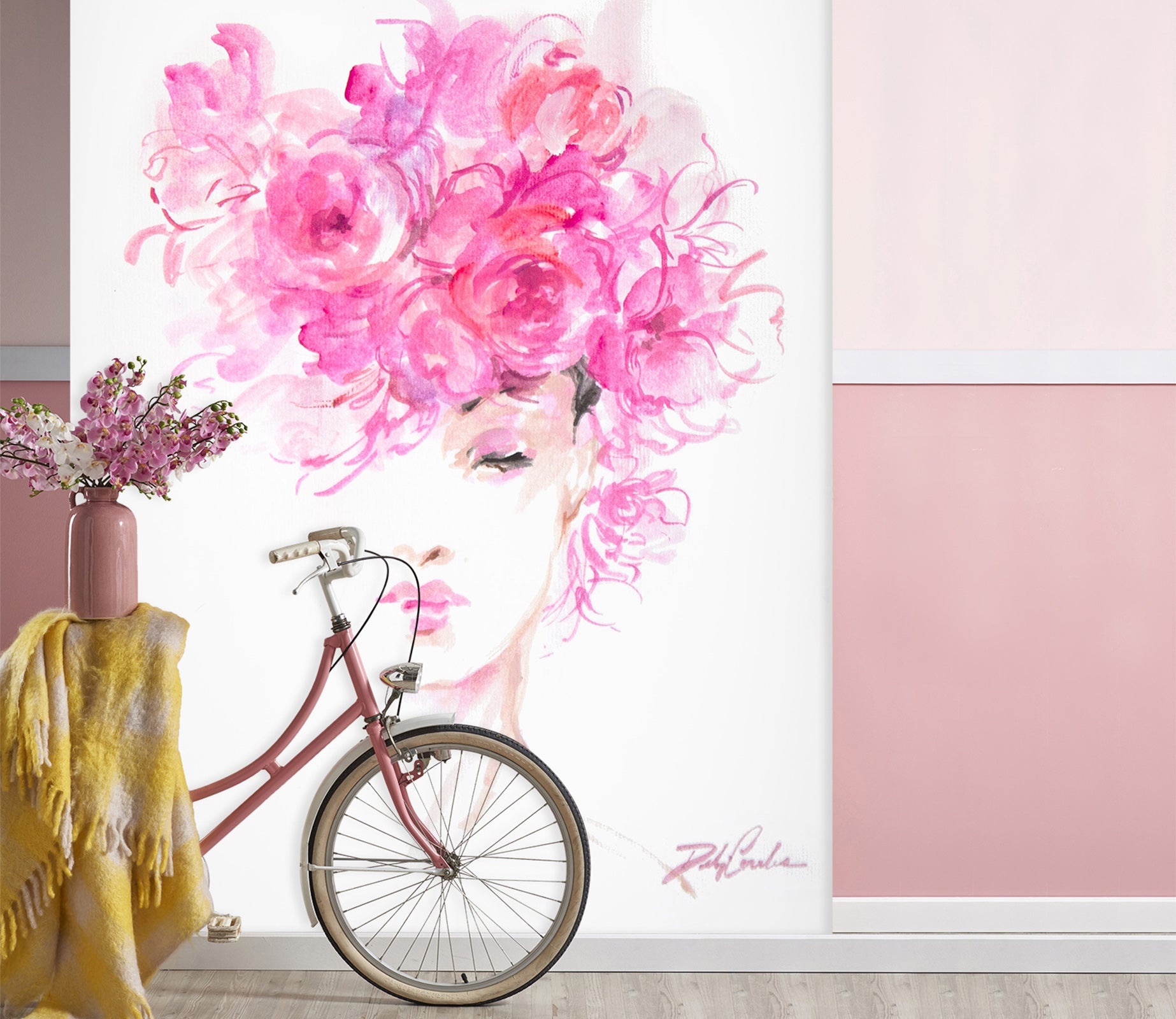 3D Flower Girl 1627 Debi Coules Wall Mural Wall Murals