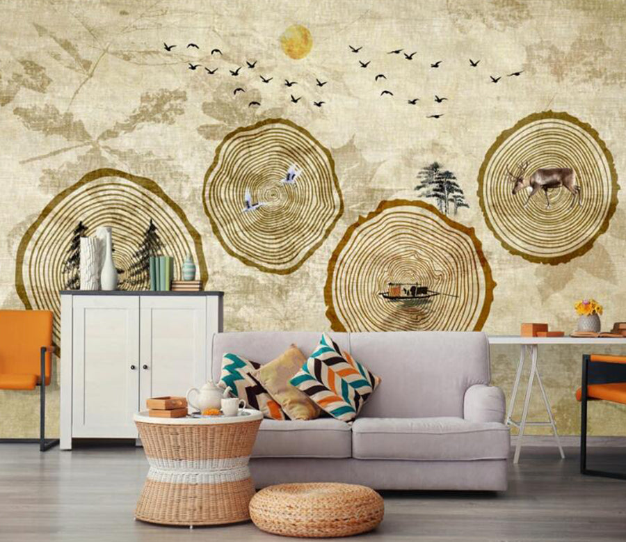 3D Tree Stump Growth Rings 486 Wall Murals