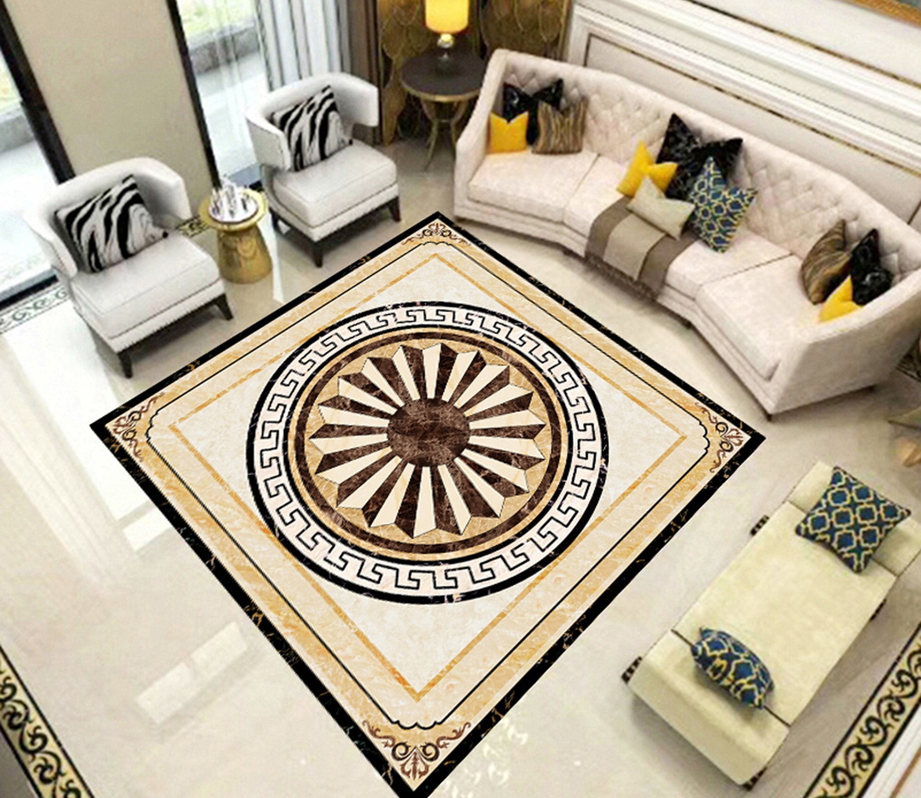 3D Black Round WG631 Floor Mural Wallpaper AJ Wallpaper 2 