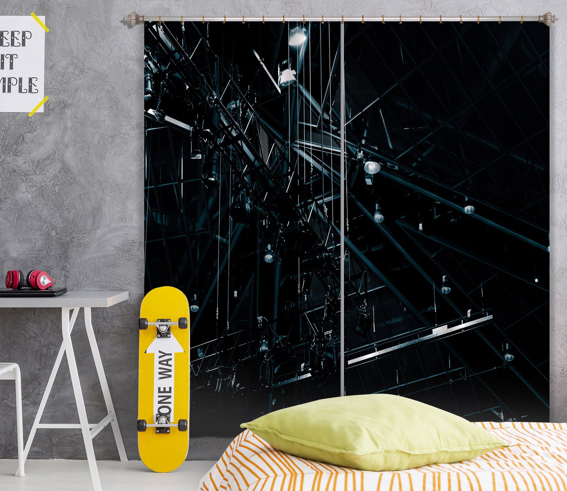 3D Night Lights 050 Noirblanc777 Curtain Curtains Drapes