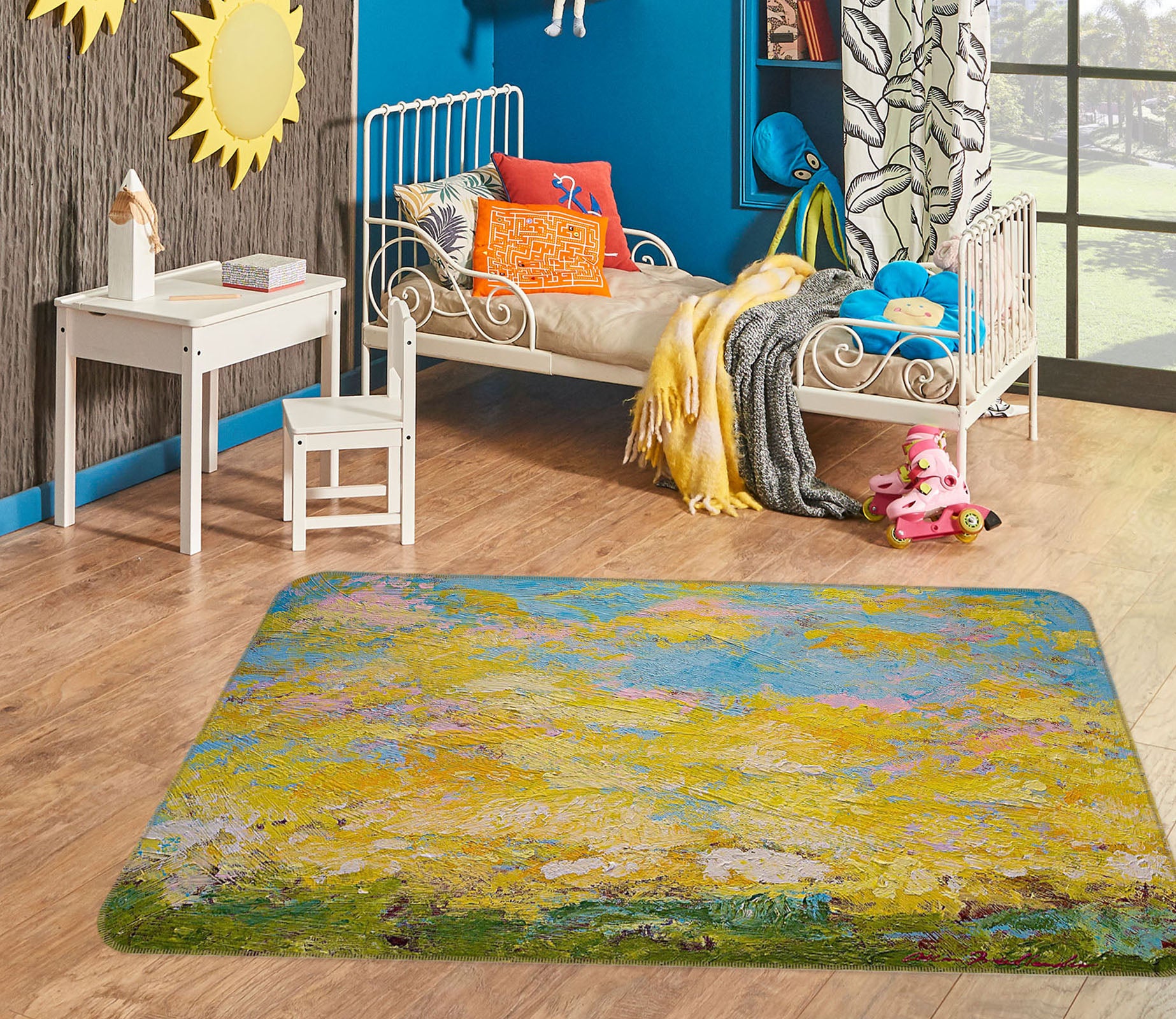 3D Golden Clouds 1058 Allan P. Friedlander Rug Non Slip Rug Mat