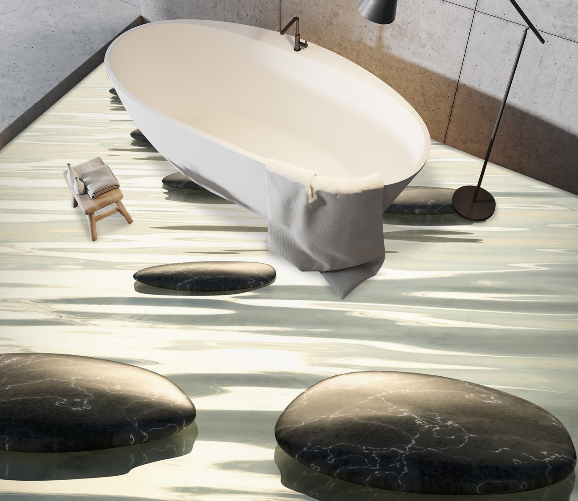 3D Black Cobblestone Road 1094 Floor Mural  Wallpaper Murals Self-Adhesive Removable Print Epoxy