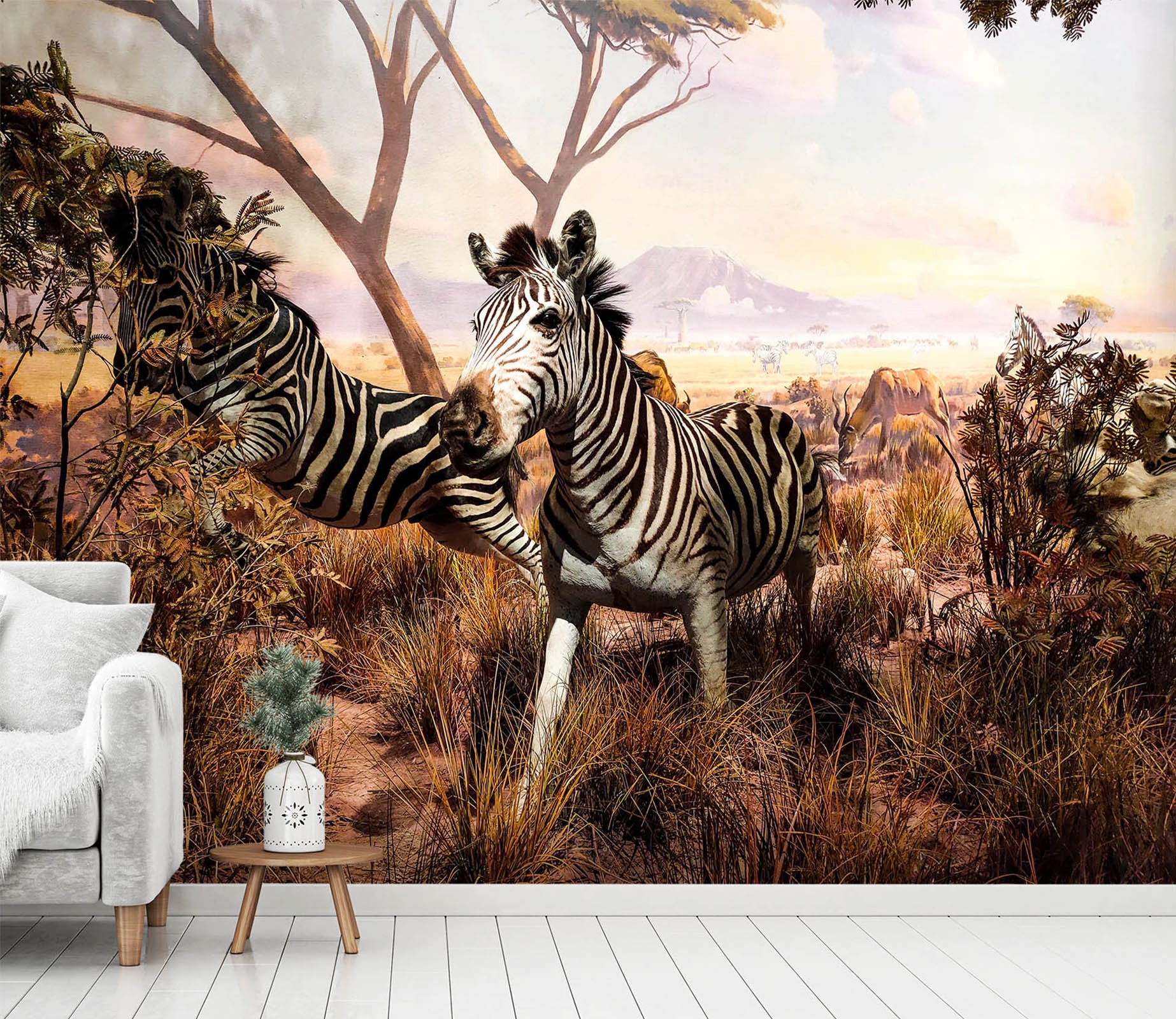 3D Zebra Grass 421 Wall Murals