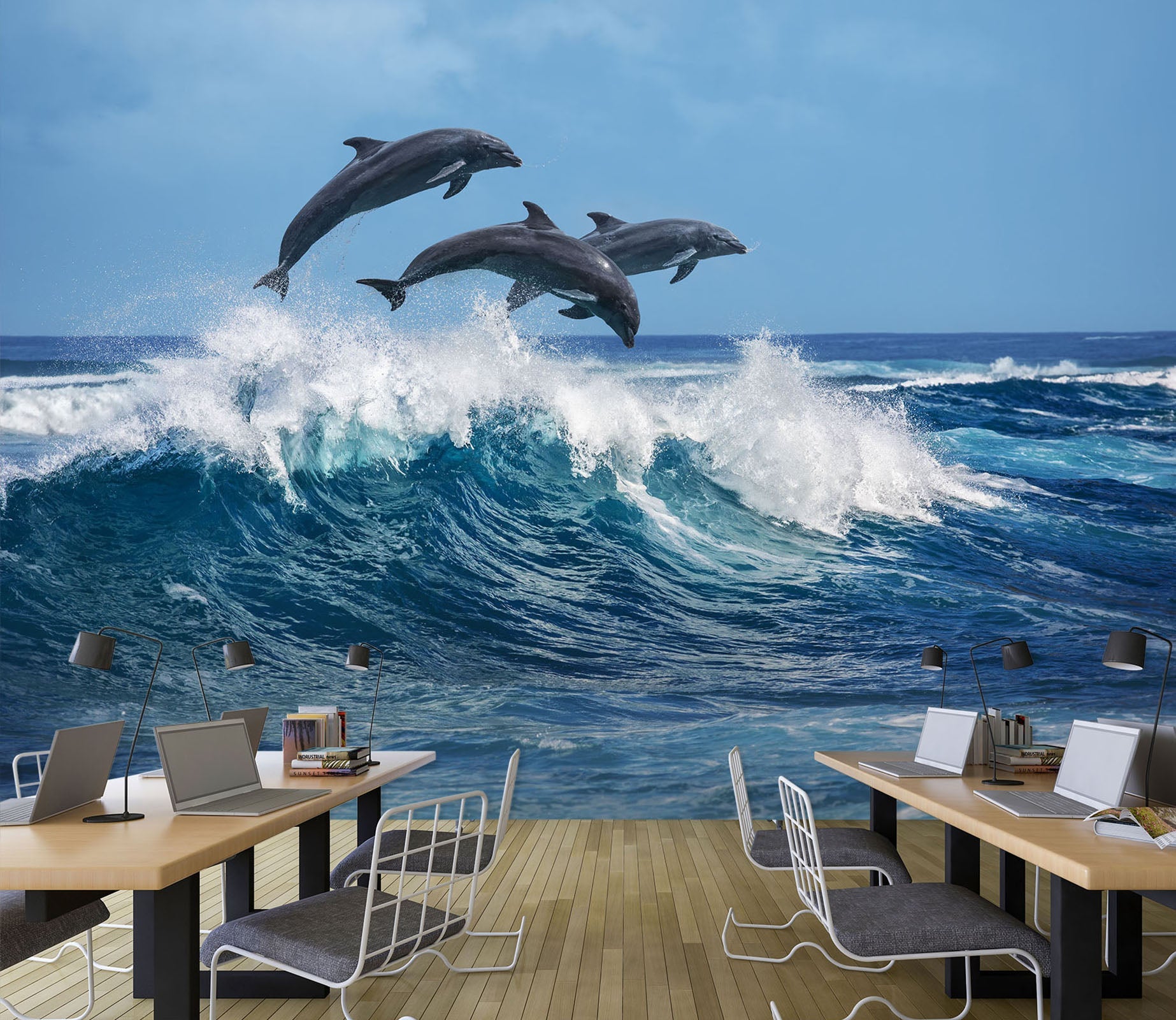 3D Dolphin Surf Jumping 169 Wall Murals Wallpaper AJ Wallpaper 2 