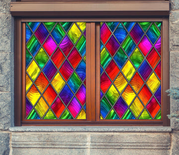 3D Yellow Diamond 233 Window Film Print Sticker Cling Stained Glass UV Block