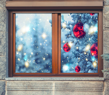 3D Red Ball Starlight 30065 Christmas Window Film Print Sticker Cling Stained Glass Xmas