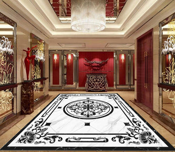 3D Black Circular Pattern WG639 Floor Mural Wallpaper AJ Wallpaper 2 