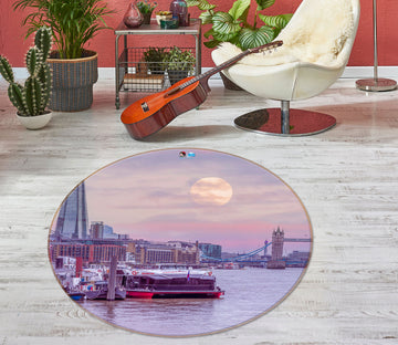 3D Sea Bridge 7560 Assaf Frank Rug Round Non Slip Rug Mat