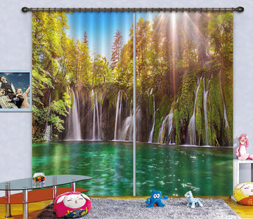 3D Forest Waterfall 109 Curtains Drapes