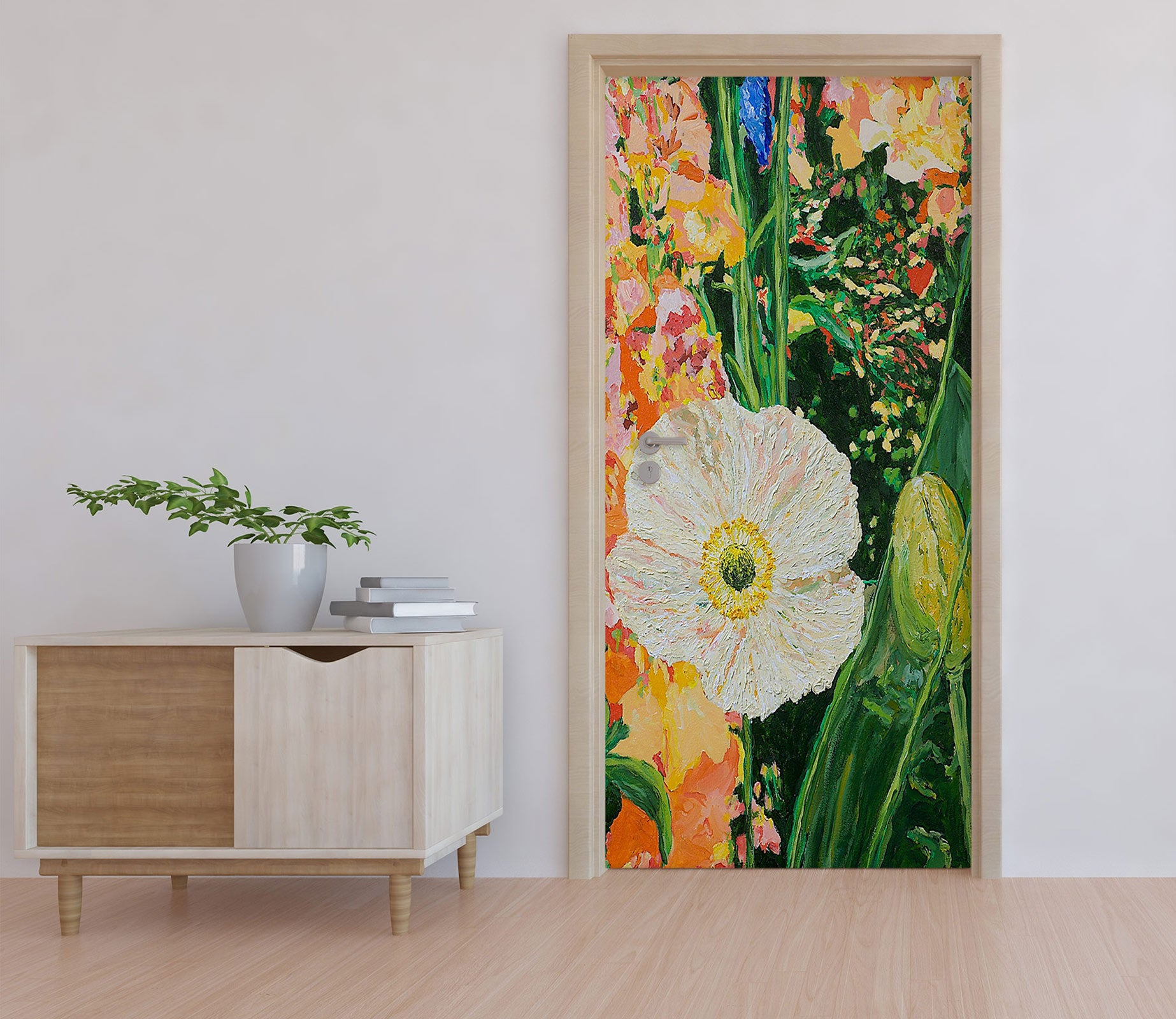 3D White Flowers Clump 9366 Allan P. Friedlander Door Mural