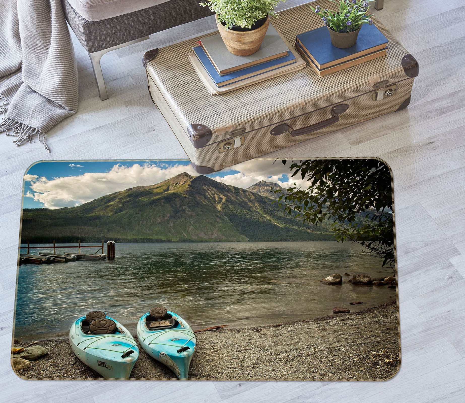 3D Lake Boat 1108 Kathy Barefield Rug Non Slip Rug Mat