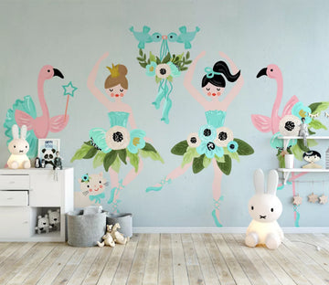 3D Flamingo Girl  WC2152 Wall Murals