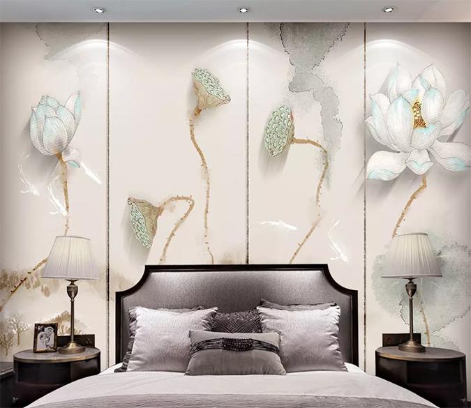 3D Lotus 374 Wall Murals Wallpaper AJ Wallpaper 2 