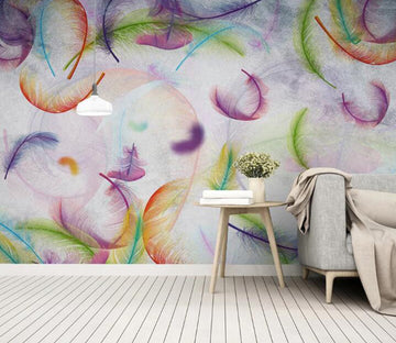 3D Colored Feathers 407 Wall Murals