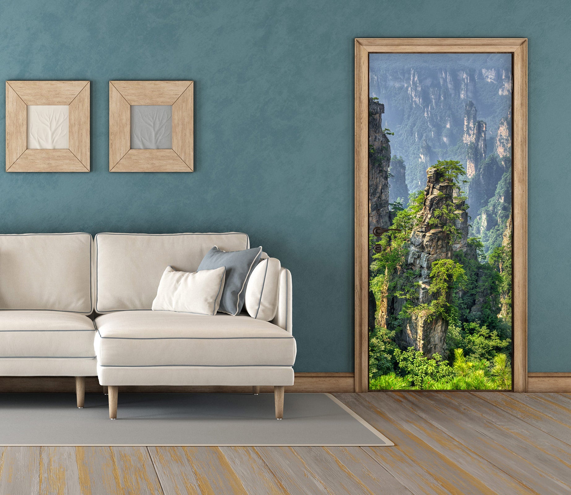 3D Mountain Forest 227 Door Mural