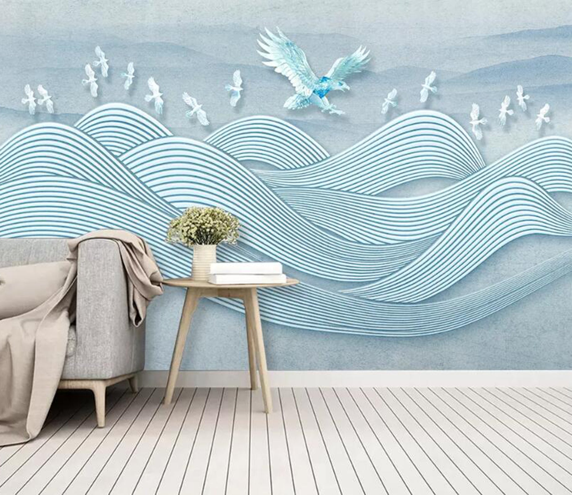 3D White Wave WC47 Wall Murals Wallpaper AJ Wallpaper 2 