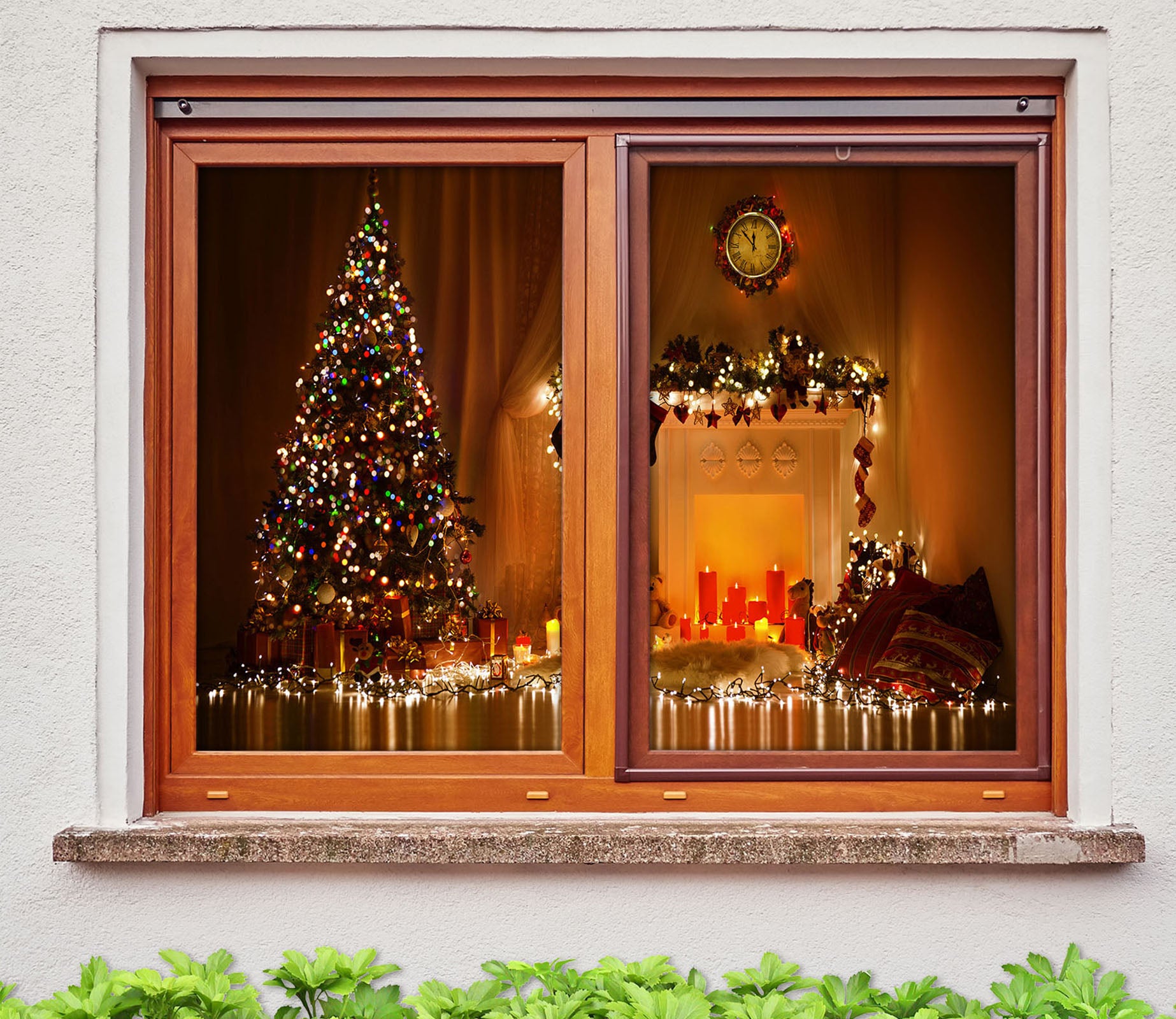 3D Christmas Tree Lights 30017 Christmas Window Film Print Sticker Cling Stained Glass Xmas