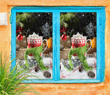 3D Cup 31075 Christmas Window Film Print Sticker Cling Stained Glass Xmas