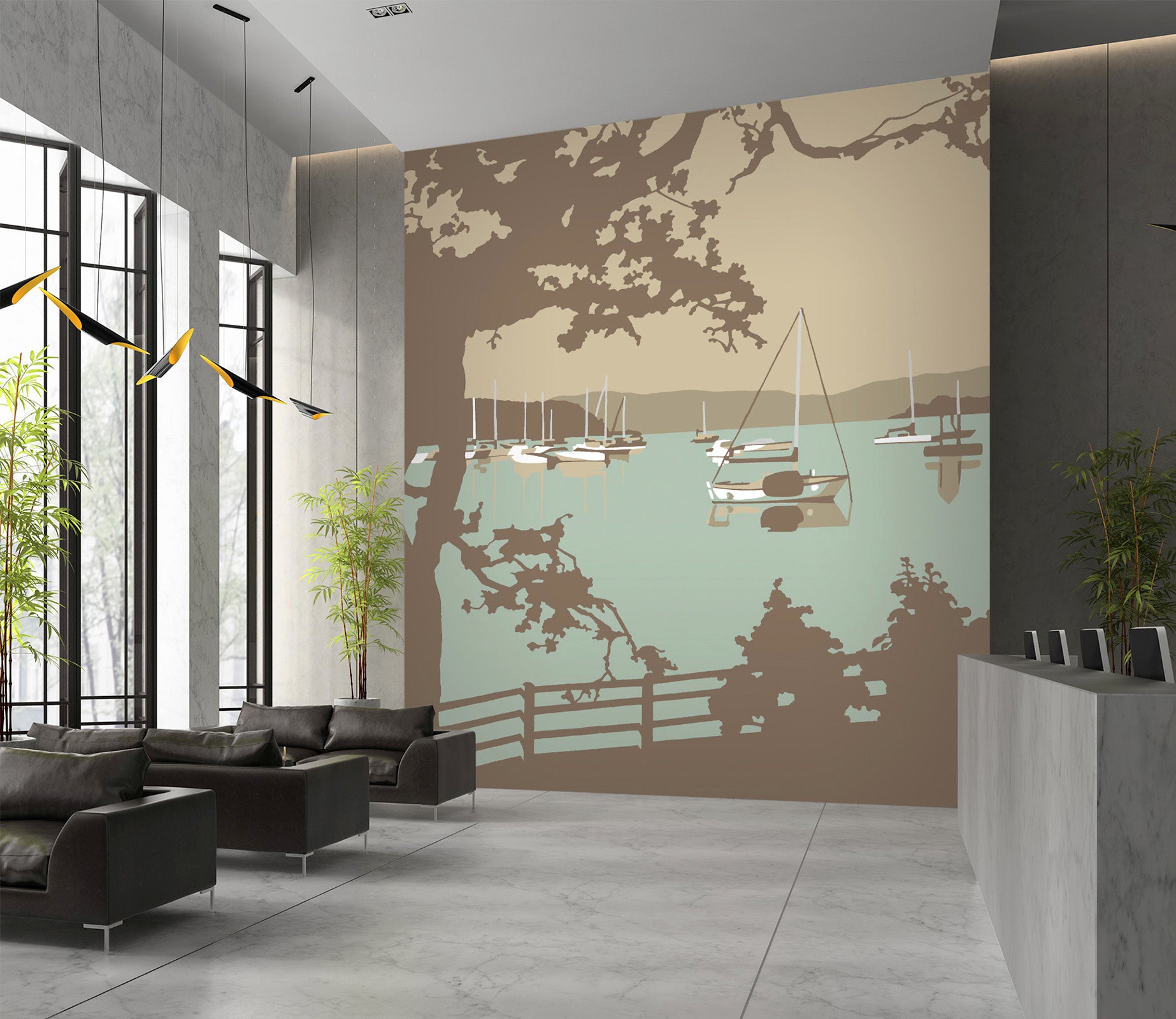 3D Poole Harbour View 1042 Steve Read Wall Mural Wall Murals