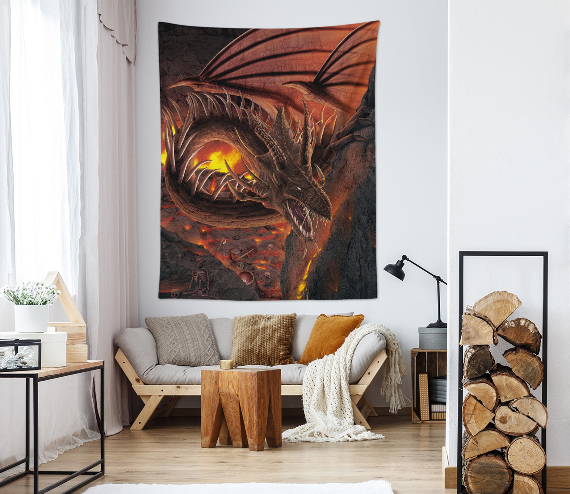 3D Flame Dragon 11709 Vincent Tapestry Hanging Cloth Hang