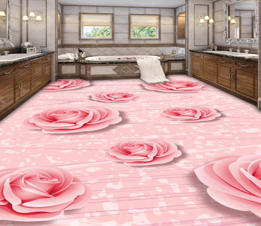 3D Pink Rose 332 Floor Mural  Wallpaper Murals Rug & Mat Print Epoxy waterproof bath floor